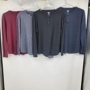 Under 5'10‎ Mens Pima Cotton Henley Shirts Bundle 4 Pack Long Sleeve Medium